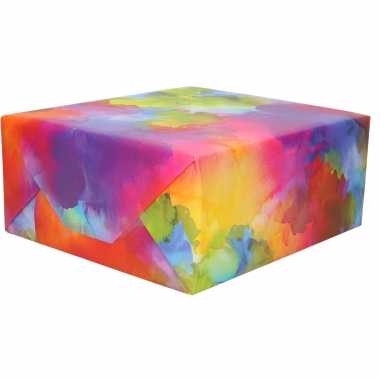 3x stuks rollen inpakpapier/cadeaupapier waterverf print 200 x 70 cm