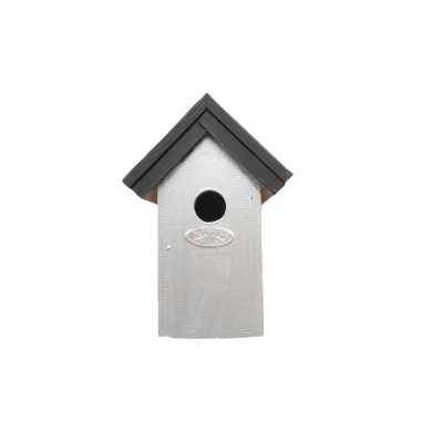 Houten vogelhuisje/nestkastje 22 cm - zwart/zilvergrijs dhz schilderen pakket
