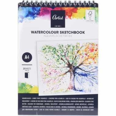 Schilder/schetsboek waterverf a4 hobby/knutselmateriaal