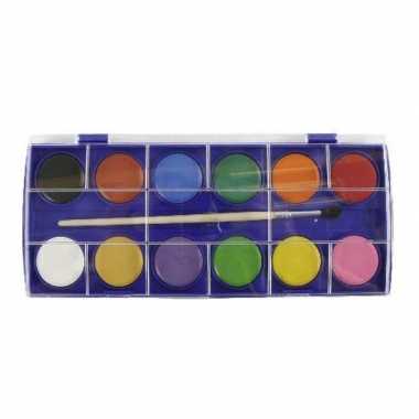 Schilder waterverf set 12 kleuren met penseel
