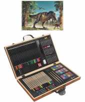 Complete teken schilder doos 88 delig met een a4 dino schetsboek