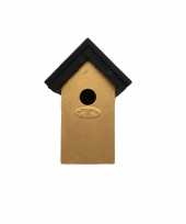 Houten vogelhuisje nestkastje 22 cm zwart goud dhz schilderen pakket