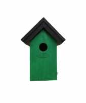 Houten vogelhuisje nestkastje 22 cm zwart groen dhz schilderen pakket