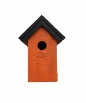 Houten vogelhuisje nestkastje 22 cm zwart oranje dhz schilderen pakket