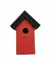 Houten vogelhuisje nestkastje 22 cm zwart rood dhz schilderen pakket