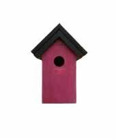 Houten vogelhuisje nestkastje 22 cm zwart roze dhz schilderen pakket