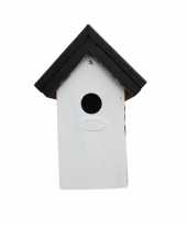 Houten vogelhuisje nestkastje 22 cm zwart wit dhz schilderen pakket