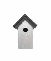 Houten vogelhuisje nestkastje 22 cm zwart zilvergrijs dhz schilderen pakket
