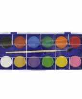 Schilder waterverf set 12 kleuren met penseel
