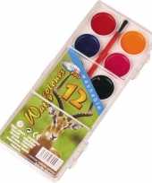Schilderen waterverf set 12 kleuren met kwastje
