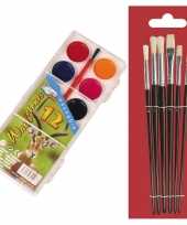 Schilderen waterverf set met 7 kwasten