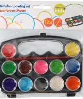 Set van 2x stuks schilder waterverf set 12 kleuren